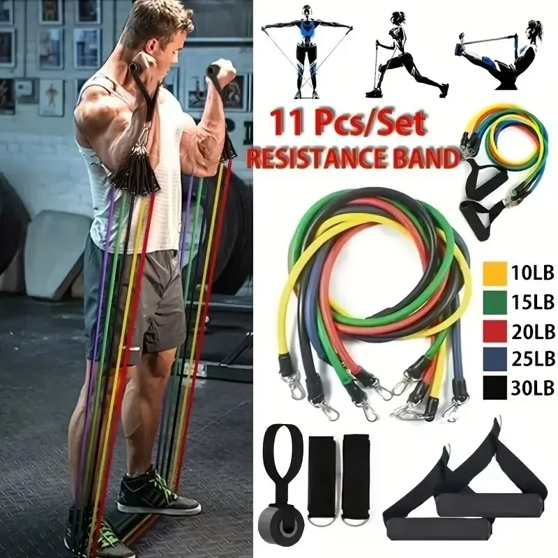 11pcs/Set Pull Rope Resistance Bands Fitness