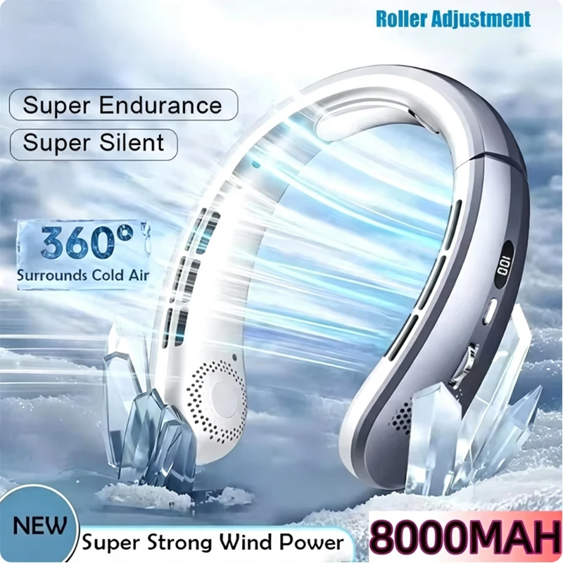 8000mAh Hanging Neck Fan Bladeless USB