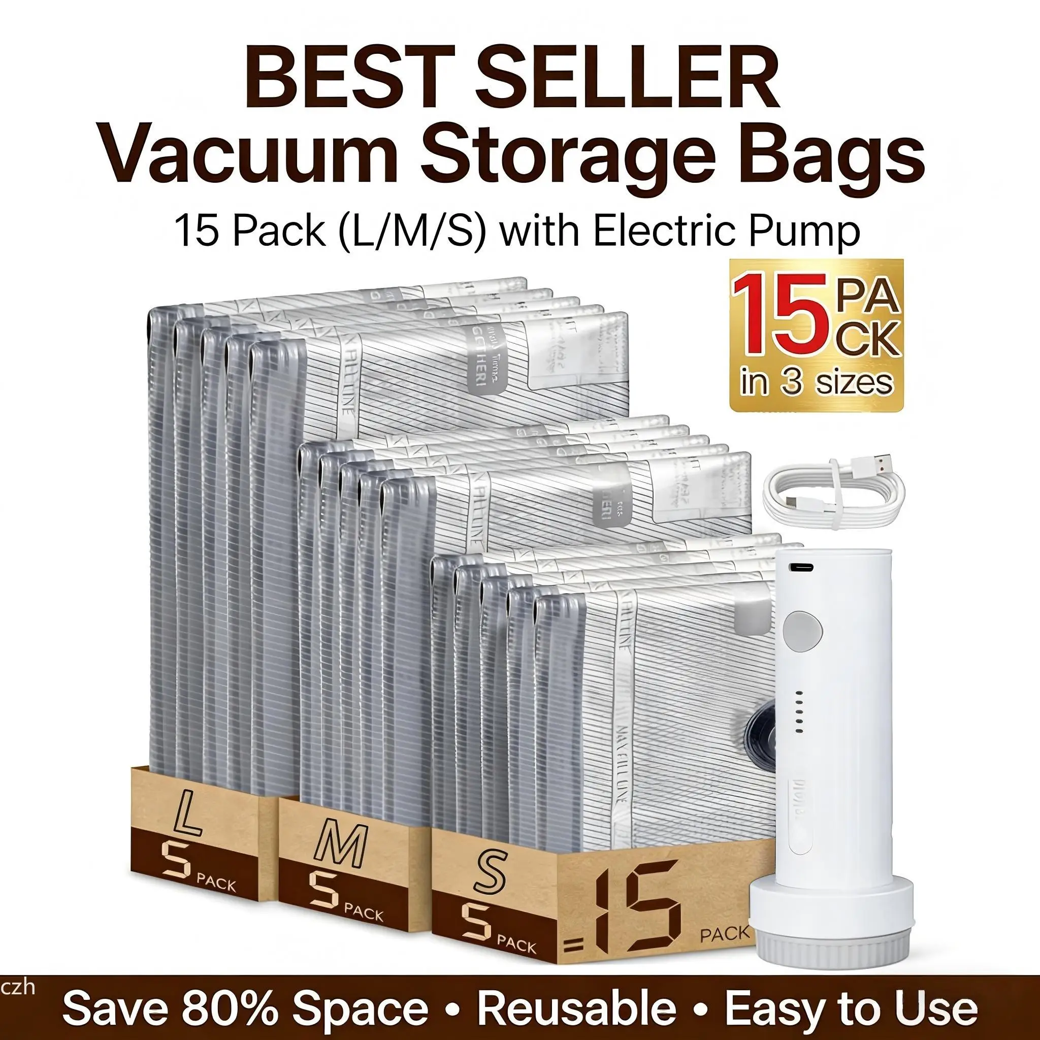 Vacuum Bags Rechargeable Air Pump Carry-on