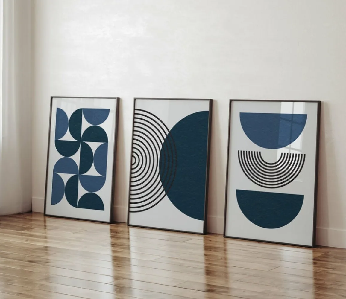 Navy Blue Mid Century Modern Art