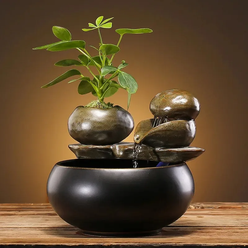 Ceramic Cat Water Fountain Indoor Zen