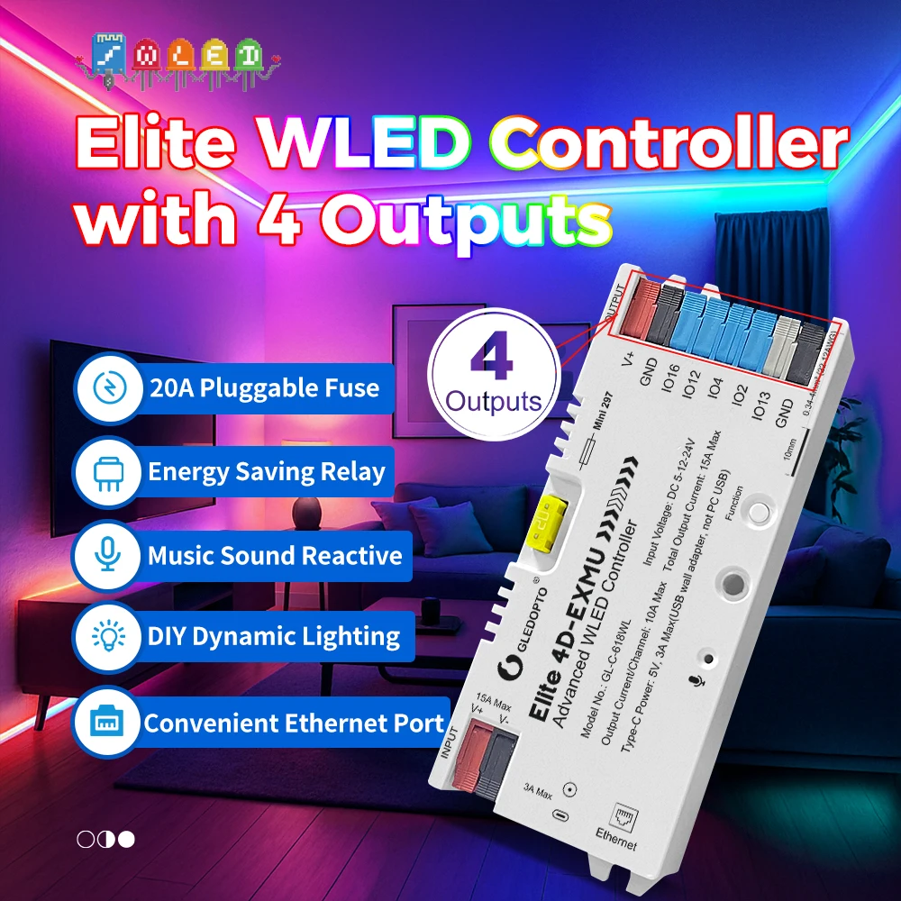 Gledopto Elite 4-Channel Wled Controller ESP32