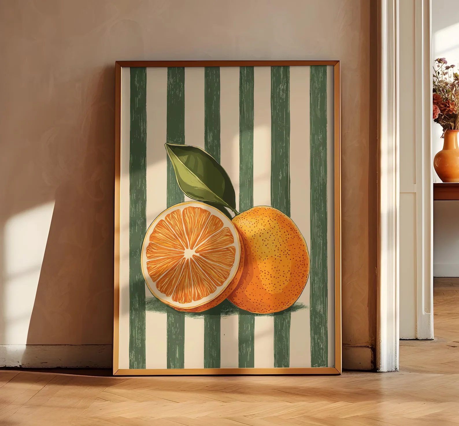 Orange Fruit Poster Farmhouse Kitchen Art